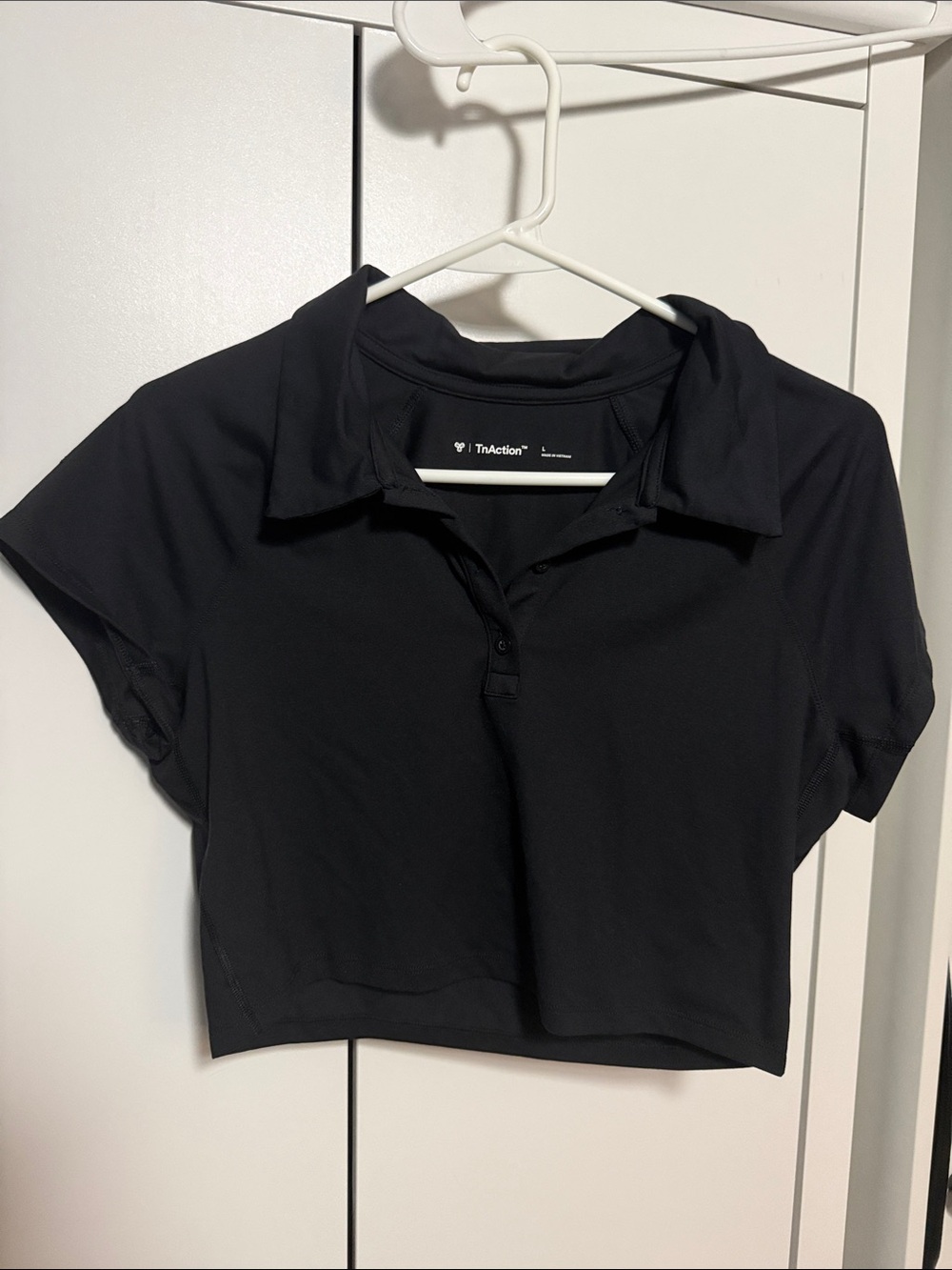 Aritzia Black Cropped Polo Tee